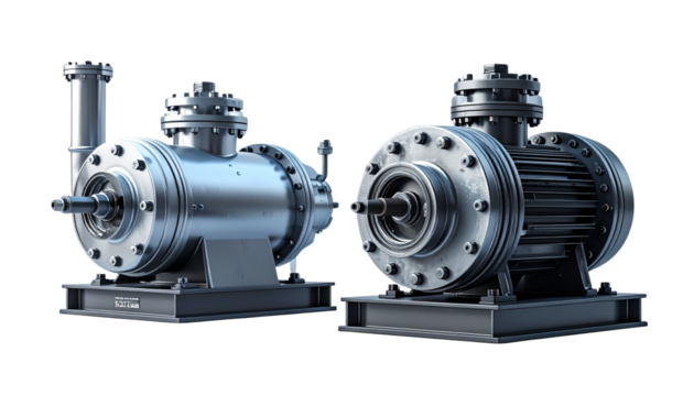 Engineering sector pump set industrial machinery, isolated on transparent background