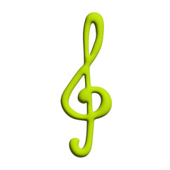 3d treble clef. Hand drawn musical symbol. Single element for print, web, design, decor, logo