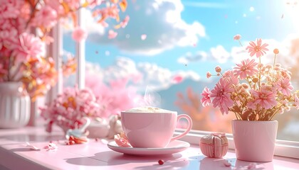 Cozy Fall Morning: Pink Coffee Cup in Soft Light

Pastel Flavors of Autumn: Soft Foam Coffee Outdoors