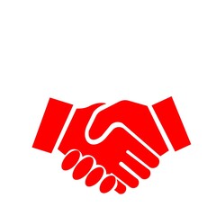 契約や合意をイメージしたシンプルなピクトグラム(赤)