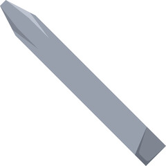 Silver Metal Chisel Tool With Angled Tip Isolated On White Background Clean Simple Graphic Illustration