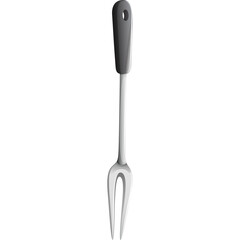 Silver Metal Cooking Fork With Black Handle Isolated On White Background Kitchen Utensil For Grilling And Roasting Food Preparation Tool For Chefs And Home Cooks
