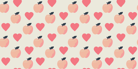 vector illustration surreal apple heart concept design seamless pattern