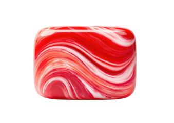Swirling red & white rectangular shape, glossy, abstract