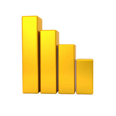 Four golden bars of descending heights, symbolizing decline or data trends, on black
