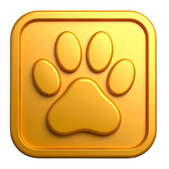 Gold square icon depicts a raised paw print with rounded corners, set against black
