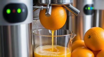 Fresh Orange Juice Extracted with Juicer Machine for Healthy Lifestyle