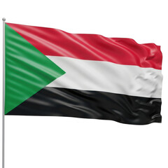 Obraz premium Sudan flag waving on a flagpole national symbol country patriotism isolated on transparent background