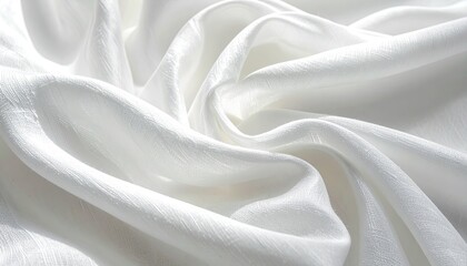 Obraz premium Close Up Macro Shot of Textured White Silk Fabric Folds and Drapes with Soft Natural Light Creating Subtle Shadows and Highlights