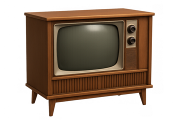 Classic television receiver with a brown wood frame and old screen, representing nostalgic entertainment and analog broadcasting