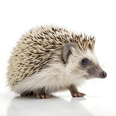 Full Hedgehog on White Background – Detailed 16K Studio Photo for Commercial and Educational Use