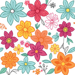 Fototapeta premium Black minimalist brush style floral pattern