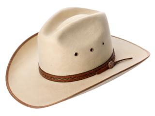 Light brown beige cowboy hat isolated on white or transparent background