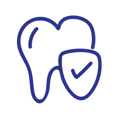 Healthy tooth protected by shield with checkmark, symbolizing dental care and oral hygiene.