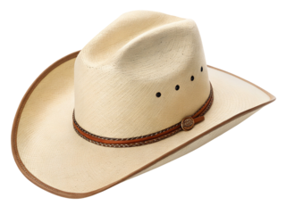 Light brown beige cowboy hat isolated on white or transparent background