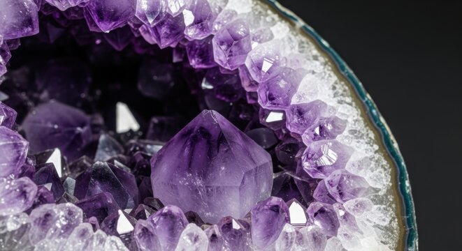 Mesmerizing natural amethyst geode displaying vibrant purple crystal formations