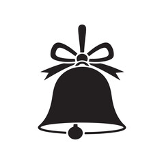 Christmas bell black and white flat vector icon and symbol design