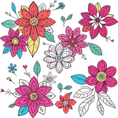 Black minimalist brush style floral pattern