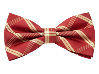 Red checkered bow tie isolated on white or transparent background