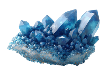 Teal crystals clustered together. Minerals shine