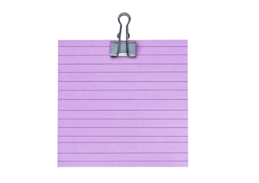 Lined purple note held by clip