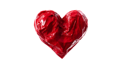 Textured red heart shape isolated on transparent background