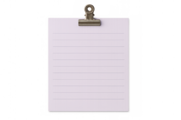 Lined note pad paper held by a binder clip, showing a blank background for message or reminder