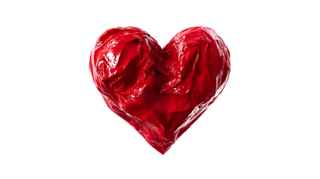 Textured red heart shape isolated on transparent background - Powered by Adobe