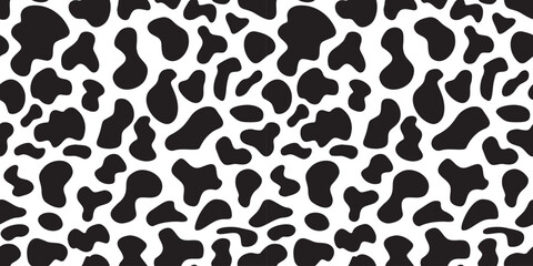 seamless black and white cow pattern vector. Cow print. 