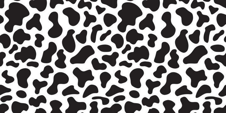 seamless black and white cow pattern vector. Cow print. 