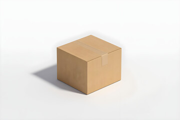 Cardboard Box PNG Isolated on Transparent Background with Realistic Shadow