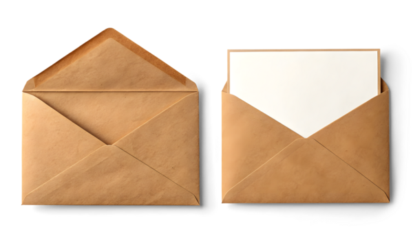 Brown letter isolated on white or transparent background