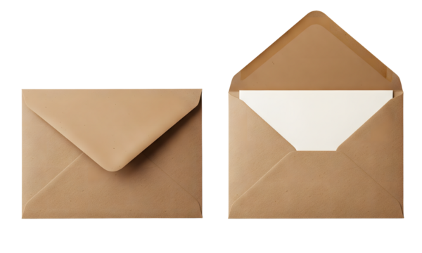 Brown letter isolated on white or transparent background