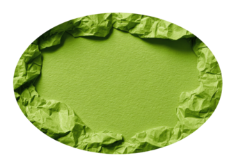 Green paper framed by crumpled, darker green edges.