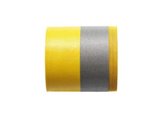 Cylindrical object, yellow with silver band