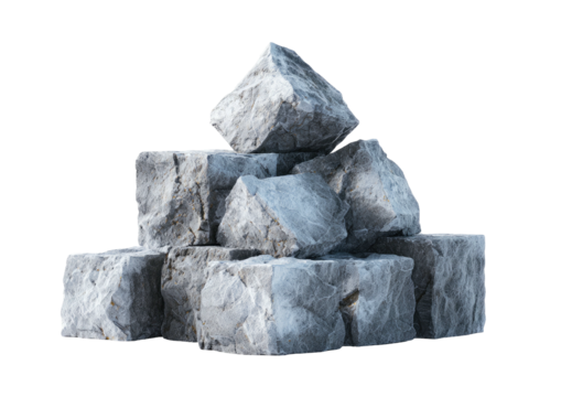 Stacked, weathered grey stones forming small pyramid