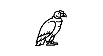 A stylized, minimalist illustration of a vulture in black lines on a white background