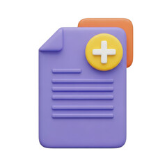 Obraz premium Document add new file icon page plus symbol data isolated on transparent background