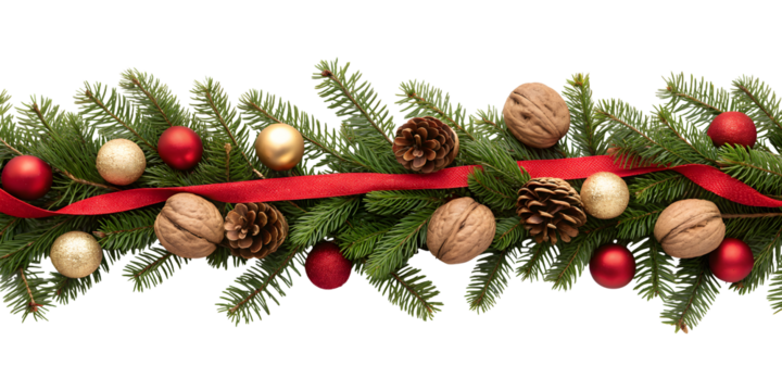 Christmas decoration frame border isolated on white or transparent background