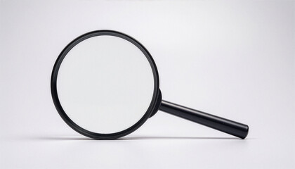 Black Magnifying Glass Horizontal Banner Isolated on White with Copy Space — Search, Investigation, and Analysis Concept for UI/UX, Marketing, Editorial and Business Designs