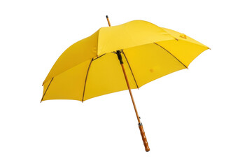 Umbrella bright yellow rain protection accessory open design isolated on transparent background