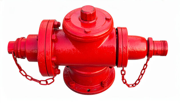 Red Fire Hydrant with Large Negative Space on White — Minimal Banner Composition for Safety Messaging, Editorial Layouts, Advertising and Public Information