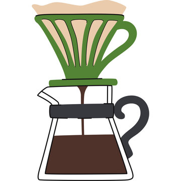 green coffee pour over brewing clip art preview