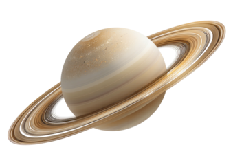 Ringed gas giant, layered, against a solid black background