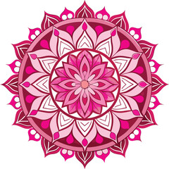 Intricate pink mandala design with floral petal motifs