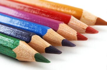 Obraz premium a pile of colorful pencils in various colors on a white background