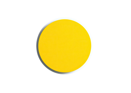 Bright yellow circle with white shadow on black background