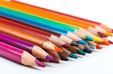 Fototapeta premium a pile of colorful pencils in various colors on a white background