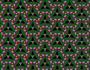 Fun pattern with colorful flowers Background - Retro design for for fun wallpaper - Vintage pattern print - Fun geometry elements background pattern