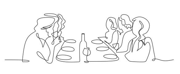 Birthday party continuous one line vector drawing